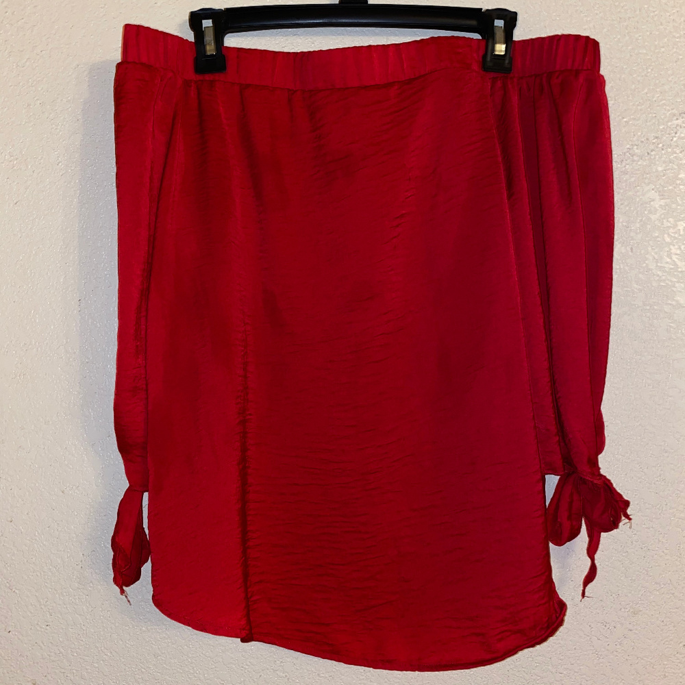 Deep Red, Off-Shoulder Blouse